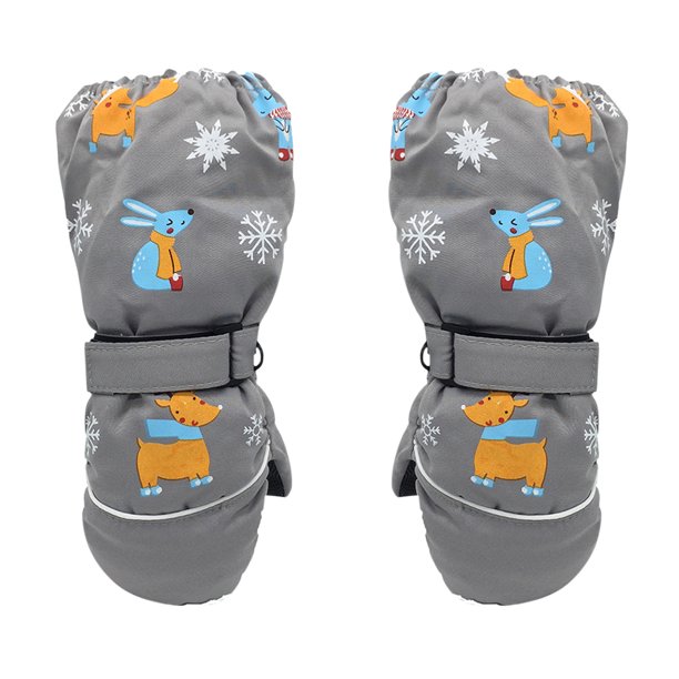 1 par de guantes de esquí antideslizantes para niños de dibujos animados, mitones de invierno de manga larga (gris) Likrtyny Para estrenar
