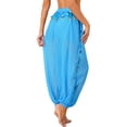 thumbnail image 3 of HULIJA Women's Belly Dance Trousers Side Split Sequin Shiny Harem Pants Sky Blue One Size, 3 of 7