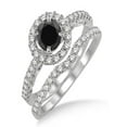 thumbnail image 1 of 1.5 Carat Black Diamond Antique Floral Halo Bridal set on 10k White Gold, 1 of 2