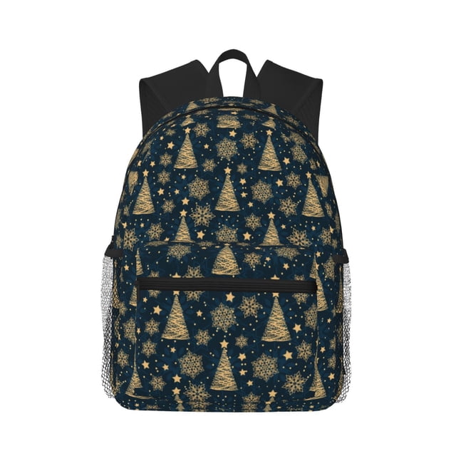 Disketp Gold Snowflake Christmas Tree Mochila Ligera Clásica con Múltiples Bolsillos, Mochila Casual para Hombre y Mujer, Ideal para Escuela, Trabajo y Viajes