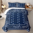 thumbnail image 2 of meiyoeat Navy Blue Paisley Bed Spread Queen For Kids,Bohemian Exotic Style Queen Coverlet Set For Adult,3 Pieces, 2 of 7