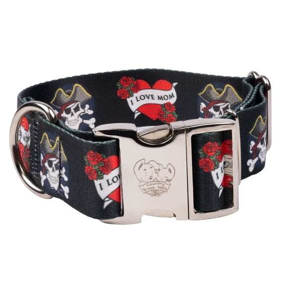 Country Brook Petz® 1 1/2 inch Premium I Love Mom Dog Collar, Medium