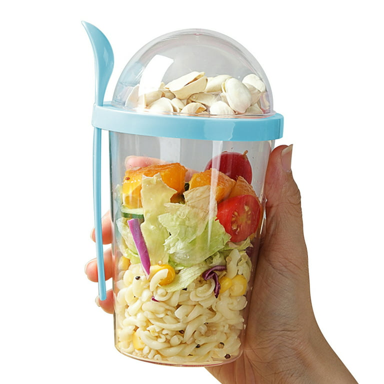 1pc Creative Plastic Salad Cup With Fork, Sauce Container, And Mason Jar  For Students To Carry Out Light Meals Including Fruits And Vegetables