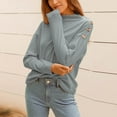 thumbnail image 2 of Suéter holgado de cuello redondo cómodo para mujer, suave y transpirable, talla M, blusa gris de manga larga, 2 of 6