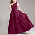 thumbnail image 7 of Girls' Sequin Embellished Satin Sleeveless Dress, Elegant formal gown for recitals, weddings and special occasions, 0-13 Years Watermelon Red 5-6 Years, 7 of 7