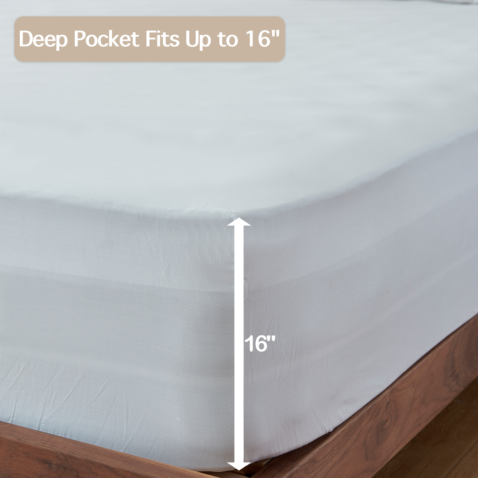 Tensoboo 100% Bamboo Cooling 16-Inch Deep Pocket Fitted Sheet Only, Twin – Soft and Breathable