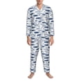 thumbnail image 3 of Sikiie Blue Fish Mens Pajama Set, Soft Warm Long Sleeve Sleepwear, Cozy Button-Down Pjs for Men-, 3 of 7