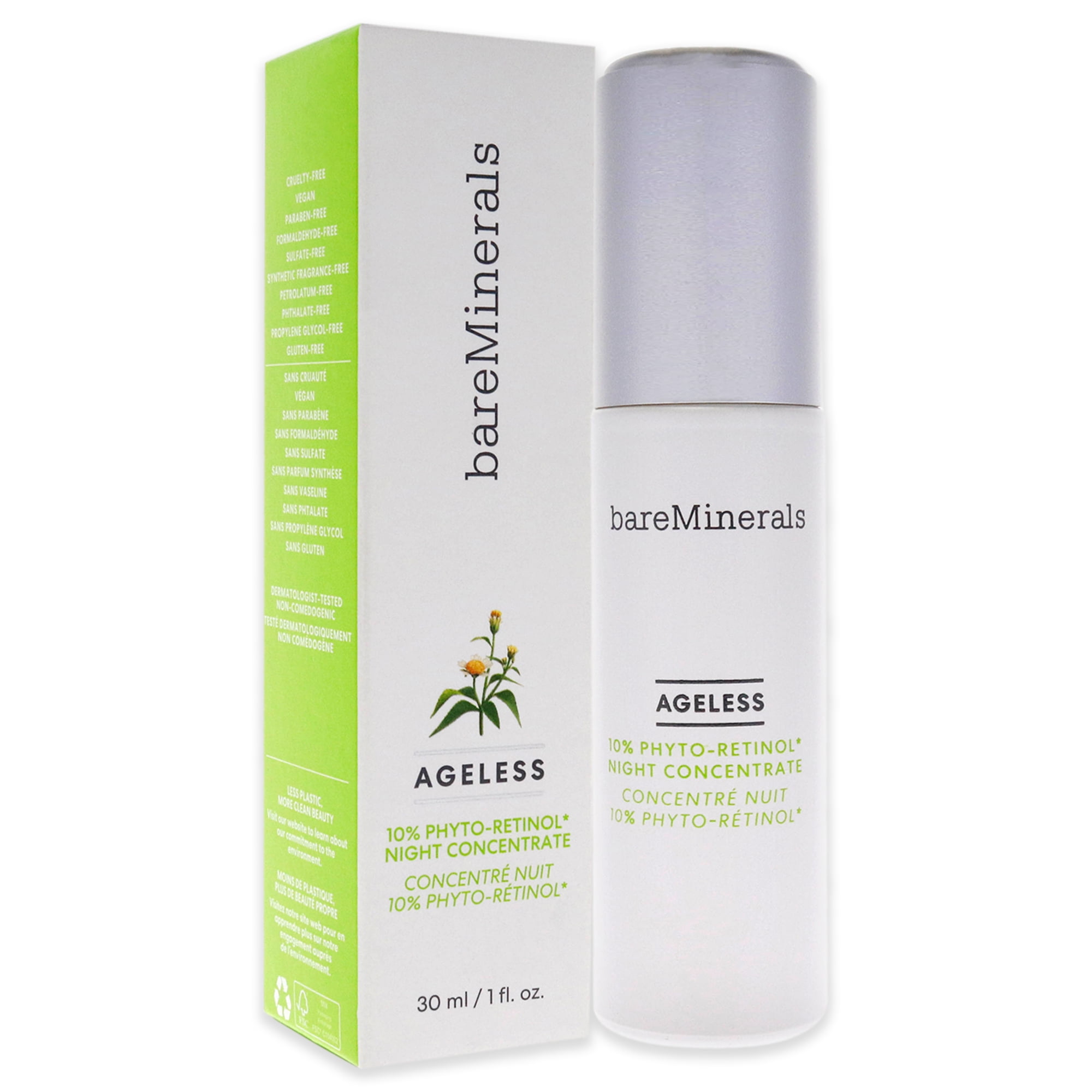 Uluru svimmel Hop ind bareMinerals Ageless 10 Percent Phyto-Retinol Night Concentrate, 1 oz  Concentrate - Walmart.com