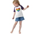thumbnail image 5 of FamilyThread Girls Boys Short Sleeve Raglan T Shirts Kids Rainbow Striped Summer Tops Crewneck Basic Rainbow Graphic Tees 3-13 Years, 5 of 8