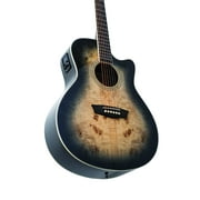 Washburn Deep Forest Burl Grand Auditorium Acoustic Electric Guitar - Black Fade