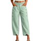 thumbnail image 2 of Neewe Womens High Waist Pants Wide Leg Ankle Casual Button Waist Vacation with Pockets Daily Outfits, 2 of 6