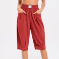 thumbnail image 4 of SHE IS Womens Baggy Harem Capri Pants Wide Leg Lounge Elastic Waist Sweatpants Casual Beach Trousers with Pockets, 4 of 6