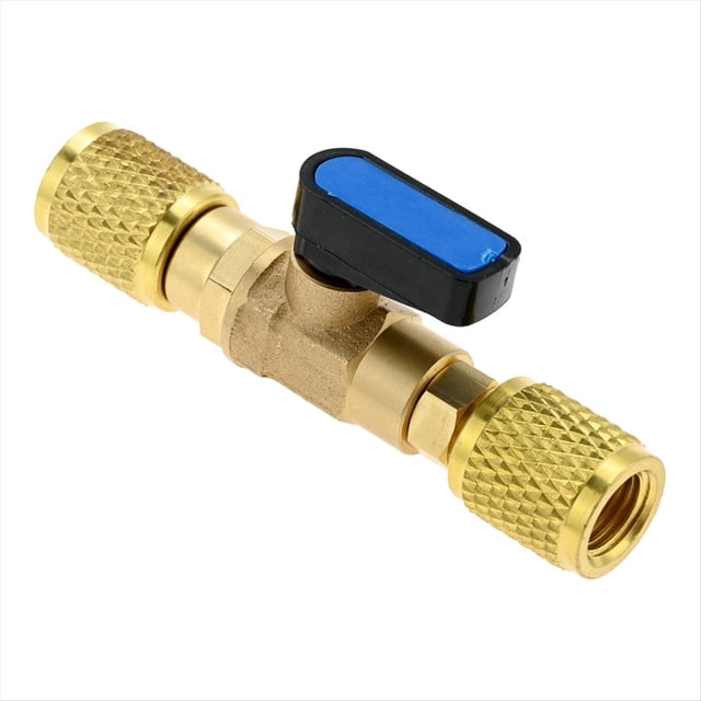 Adaptador Hembra SAE de 1/4 Pulgada y 7/16 Pulgada-20 UNF, Válvula de de Latón, Válvula de Bola para Refrigerante de Aire Acondicionado.