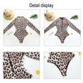 thumbnail image 3 of Maillot de Bain une Pièce pour Femmes à Manches Longues avec Protection UV et Fermeture Éclair Imprimé Surf - Imprimé Léopard, 3 of 7