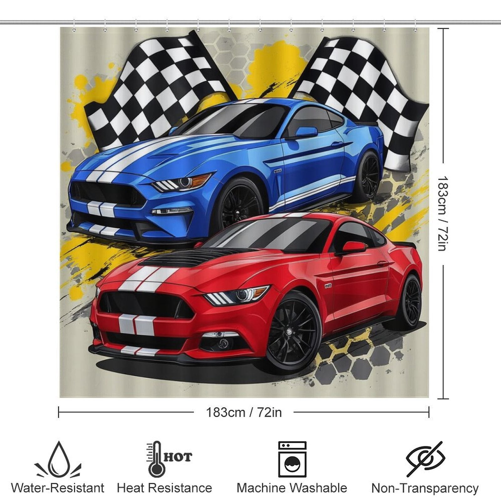 3D Cartoon Race Sports Car Shower Curtain Waterproof Bathroom Curtain Set with Hooks Home Decor Bathroom Curtains 4pcs