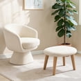 thumbnail image 2 of Tcbosik Swivel Accent Chair with Ottoman, 360° Barrel Chair with Footrest, Modern Reading Chair, Upholstered Armchair for Living Room, Bedroom, Beige+White, 2 of 6