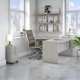 thumbnail image 1 of Scranton & Co Engineered Wood L-Shaped Bow Front Desk with Drawers in Gray Sand, 1 of 6