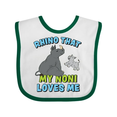 

Inktastic Rhino That My Noni Loves Me with Cute Rhinos Gift Baby Boy or Baby Girl Bib