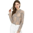 thumbnail image 2 of INSPIRE CHIC Blouse à Encolure à Volants en Dentelle Crochetée Transparente à Motif Floral pour Femme TP Violet, 2 of 8