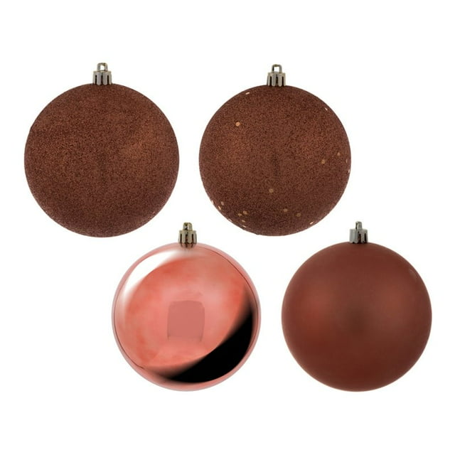 Vickerman Assortiment Ball Ornament 4 Pouces 4 Finitions en Rose Corail (Ensemble de 12)
