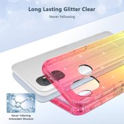 OnePlus Nord N100 Case With Built-in Screen Protector, Rosebono Hybrid Glitter Sparkle Transparent Colorful Gradient TPU Skin Cover 360 Protection Case For OnePlus Nord N100 (Gold/Pink)