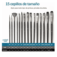 thumbnail image 3 of Set 15 Pinceles Acuarela Acrílico Arte Sinteticos Pintura blanco ESTUCHE NEGRO, 3 of 5