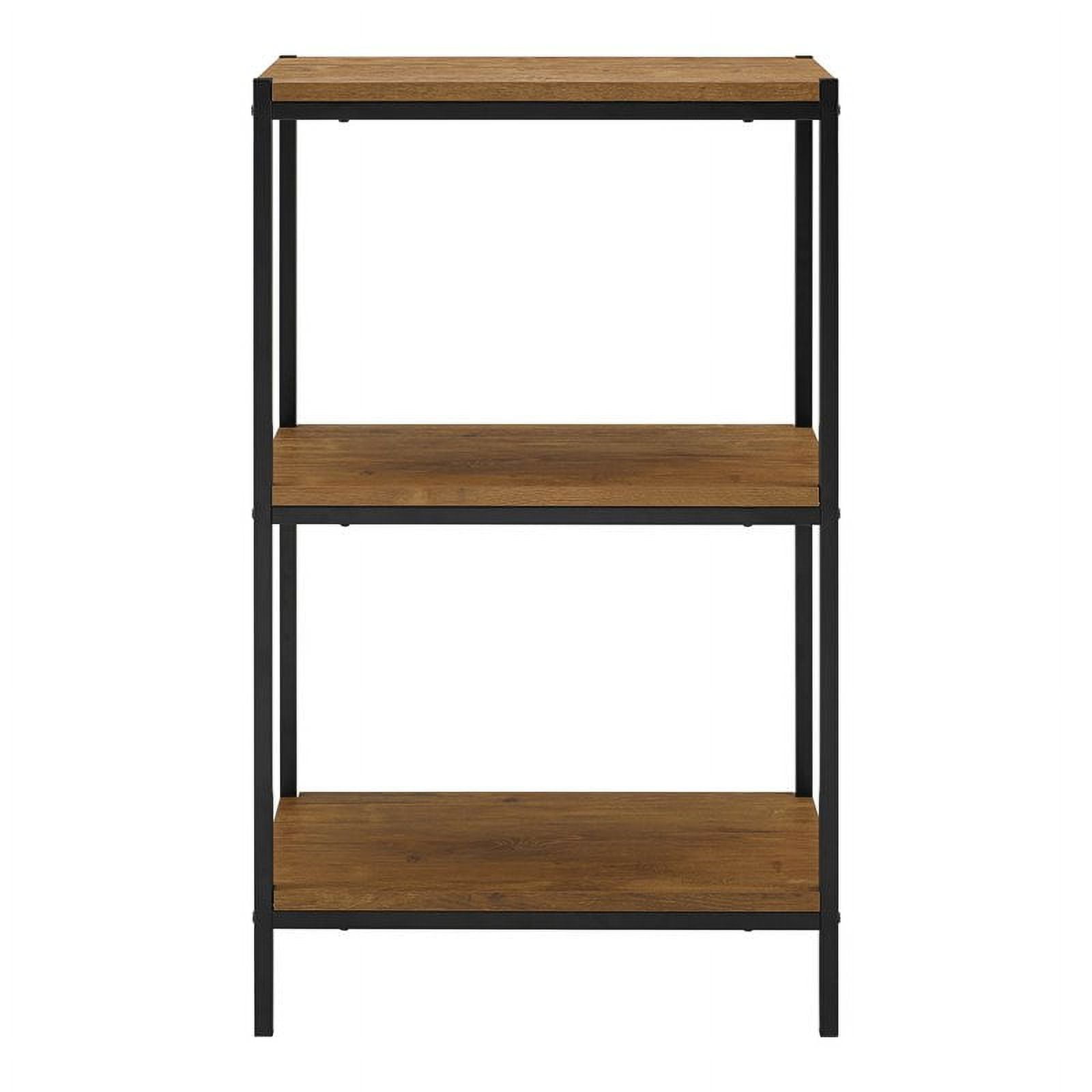 Caffoz 3-Tier Transitional Wood Bookshelf with Open Shelves in Oak Brown