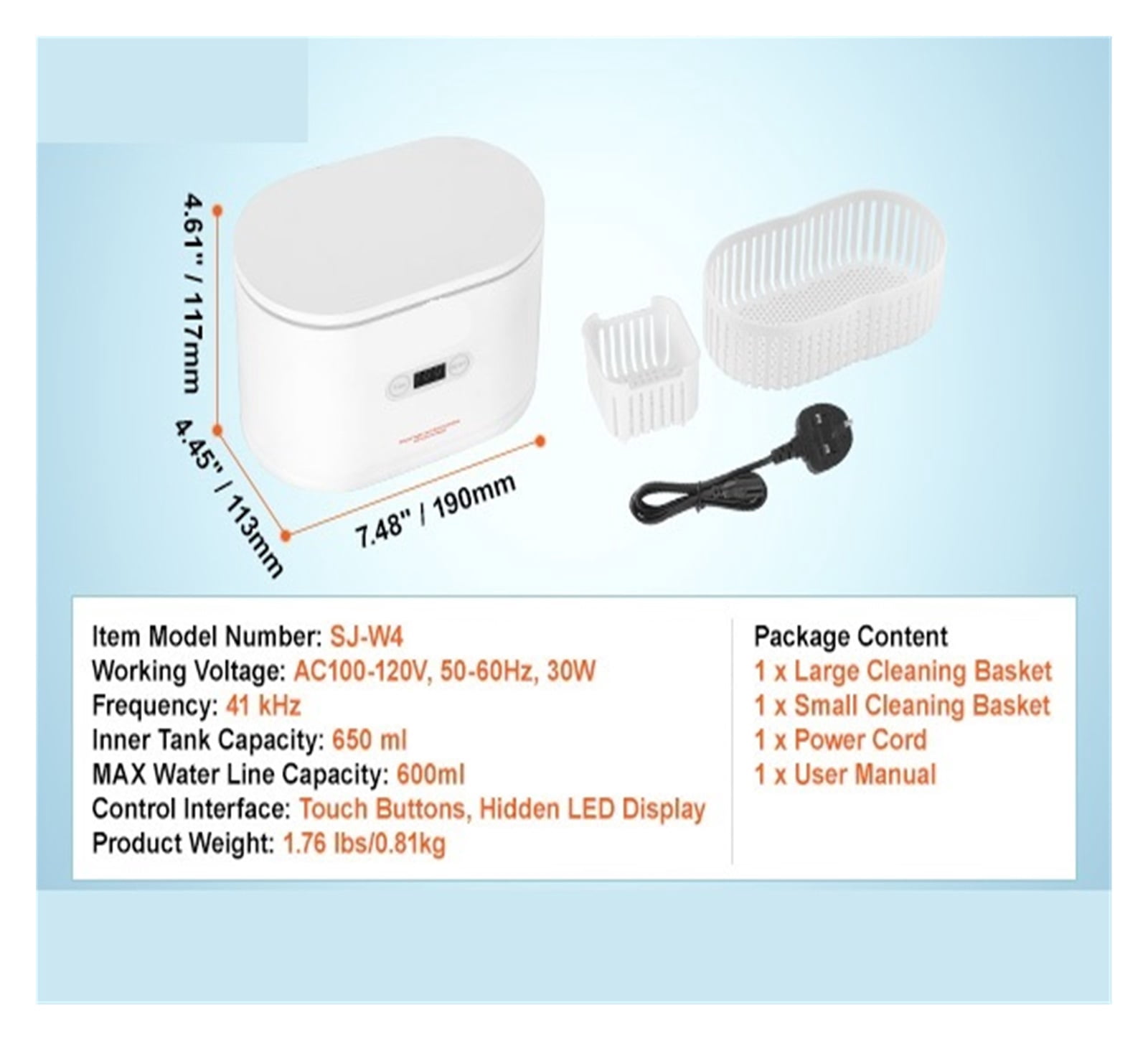650ml Ultrasonic Cleaner Mini Portable Washing Machine Ultrasound Bath Cleaning Devices for Glasses Home Appliance