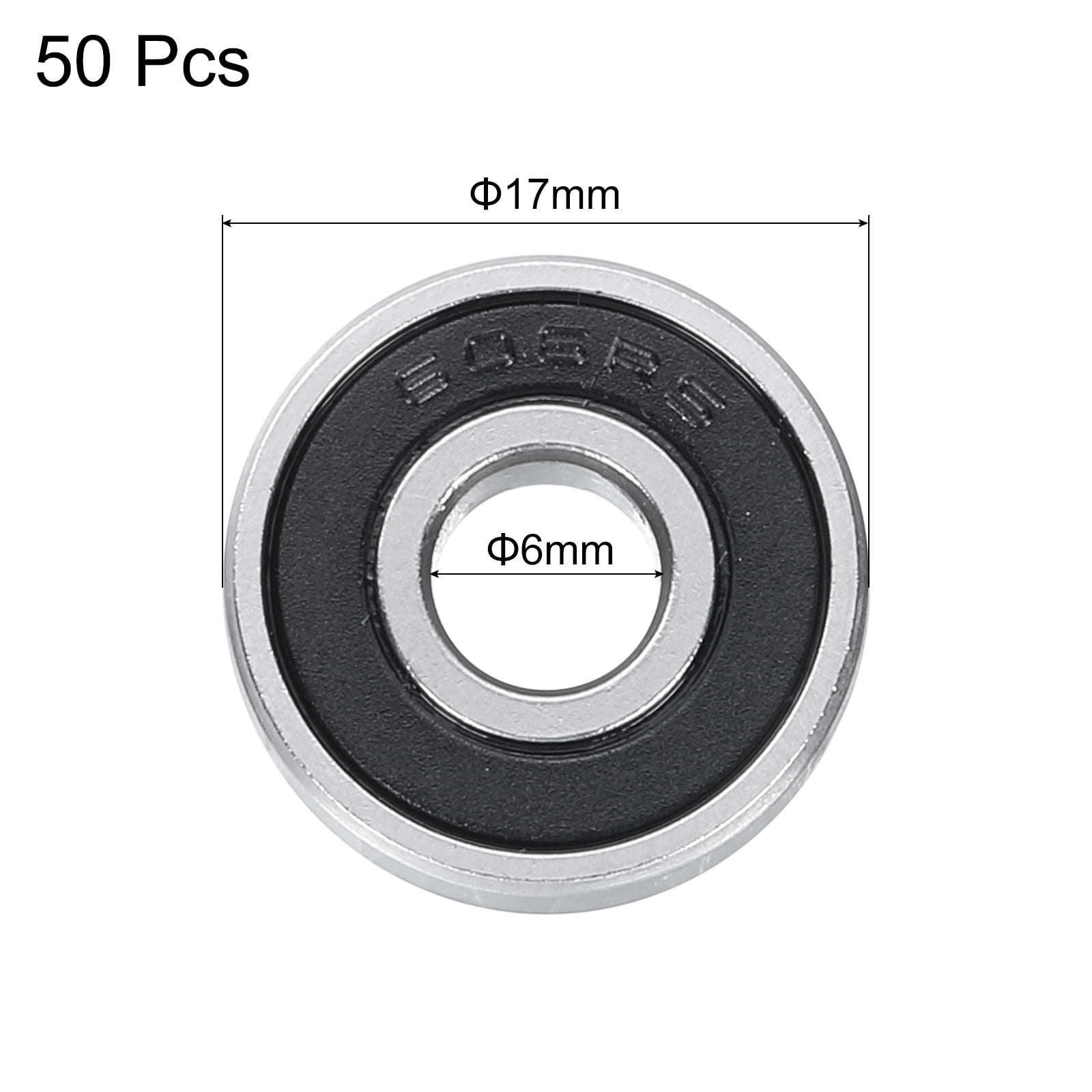 Uxcell 50Pcs 606-2RS Deep Groove Ball Bearings 6mm x 17mm x 6mm Double Sealed Stainless Steel