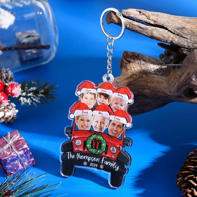 Adornos colgantes de madera personalizados para Navidad 2024, con 2 a 7 fotografías y nombres, para árbol genealógico, regalos personalizables para Navidad, familia y parejas (6 nombres)