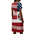 thumbnail image 5 of Red White and Blue Dress for Women Midi American Flag Dress Short Sleeve Midi Summer Long Dresses, 5 of 5