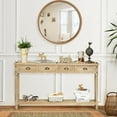 thumbnail image 4 of Wnutrees Farmhouse Console Table with 4 Drawers, 60" Long Narrow Boho Sofa Foyer Table with Large Storage Space, Solid Wood Frame and Legs for Entryway, Hallway, Living Room, Natural, 4 of 6