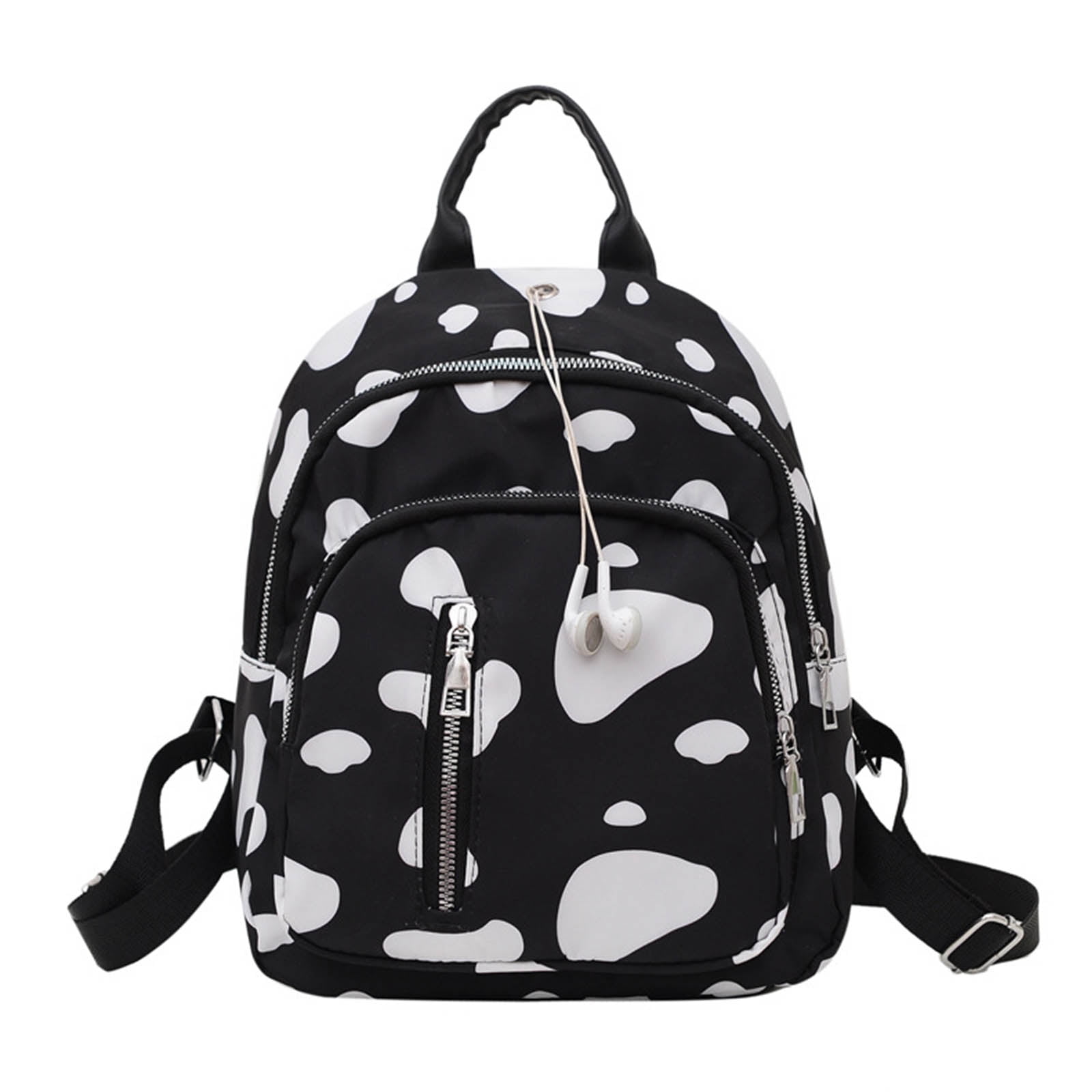 Kawaii Cow Print Small Backpack Nylon Casual Rucksack for Teenage Women