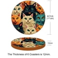 thumbnail image 3 of Cat Cool Round Microfiber Leather Coasters 6PCS - 11x11 cm/4.3x4.3 in - Set of Stylish Drink Mats for Home and Office, 3 of 6