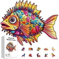 200Pcs Unique Fish Wooden Jigsaw Puzzles for Adults 35.8x28.5cm/14.1x11.22inch Marine Animal Wood Adult Puzzles Unique Shaped Wooden Puzzles Colorful Jigsaw Puzzles for Gifts