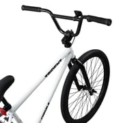 cubsala 24 Inch BMX Race Bike Trident Bicycles Beginner-Level to Advanced Riders with 2 Pegs Trick Cycling and Professional Riding, White