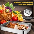 thumbnail image 2 of HLONK 2 Pcs 13.7"15" Stainless Steel Roasting Pans with Handles  Baking Pan for Oven with 2 Pcs Flat Racks  Heavy Duty  Dishwasher Safe Rectangular Lasagna Pan with Handles for Tu, 2 of 7