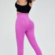 thumbnail image 4 of Pantalones de yoga, pantalones de fitness para mujer, color melocotón, cintura alta, contracción del vientre, levantamiento de cadera, color sólido, moldeador, ajustado, sin costuras, levantamiento, 4 of 6