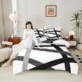 thumbnail image 4 of Homewish White Black Lines Bedding Comforter Set,Modern Asbtract Geometric Twin Comforter Sets,Minimalism Style Bedding Set For Men Women,Super Cozy Room Decor,2 Pieces, 4 of 8