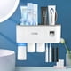 thumbnail image 1 of Soporte para Cepillos Dientes,Porta Cepillos Dentales Montado en la Pared, dispensador de Pasta Dental con 3 Tazas para 4 Cepillo Dientes,sin Perforación,Porta Pasta de Dientes para Baño, 1 of 8