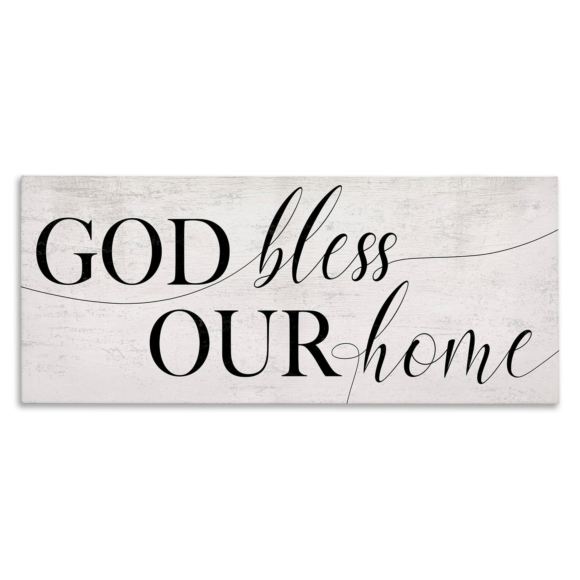 Stupell Industries God Bless Our Home Quote Faith Based Typography Canvas Wall Art, 13 x 30, Design by Daphne Polselli