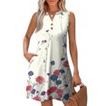 thumbnail image 2 of WTOBBY Women's Stylish Printed V-Neck Button Vest Sleeveless Dress with Pocket, Fashion Casual Floral Print for Summer, Comfortable and Lightweight for Outdoor Activities,Beige L, 2 of 5