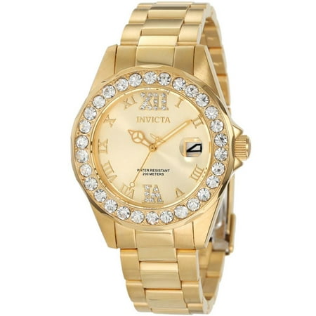 Invicta Women's Pro Diver 18K Gold Plated SS Gold-Tone Dial