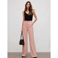 thumbnail image 6 of Women Wide Leg Pants Summer High Waisted Business Casual Work Dress Pants Trousers Slacks Pink XXL, 6 of 9