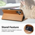 thumbnail image 5 of Dteck Flip Wallet Case for iPhone 16,Leather Magnetic Folio Cover with Card Holder Kickstand Shockproof TPU Full Body Protective Phone Case,Brown, 5 of 7
