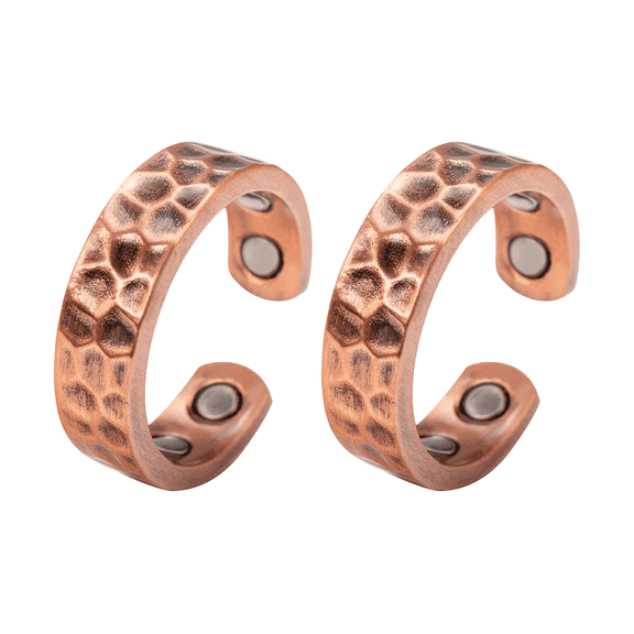 Pure Copper Magnetic Rings for Women, Set of 2，Adjustable Size, Copper Jewelry Set Gift for Daughter Mom