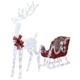 thumbnail image 6 of 4ft Lighted Christmas Reindeer & Sleigh Outdoor Yard Decoration Set - Festive Red & White Design with Bright LED Lights for Yard, Lawn & Indoor Festive Displays, 6 of 6