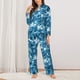 thumbnail image 2 of Balery Blue Tie Dye Conjunto de Pijama con Estampado para Mujer, Conjunto de Dos Piezas con Manga Larga, Ropa de Dormir Suave con Bolsillos, Pijamas Cómodos-XX-Large, 2 of 7