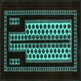 thumbnail image 1 of Ahgly Company Machine Washable Indoor Square Oriental Turquoise Blue Industrial Area Rugs, 8' Square, 1 of 4