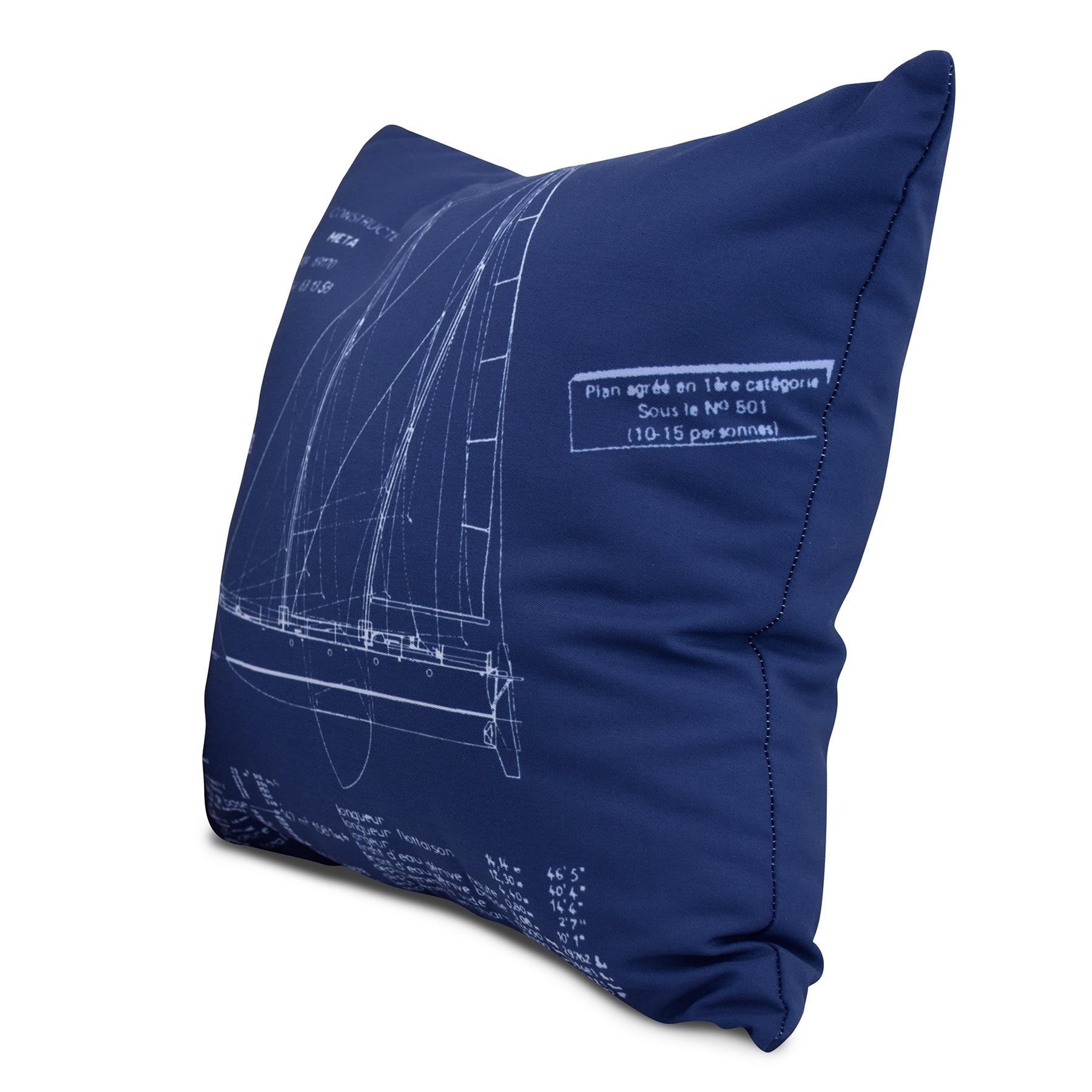 Simply Daisy, 20" x 20" Sail Plan, Geometric Print Outdoor Pillow, Blue Print Blue